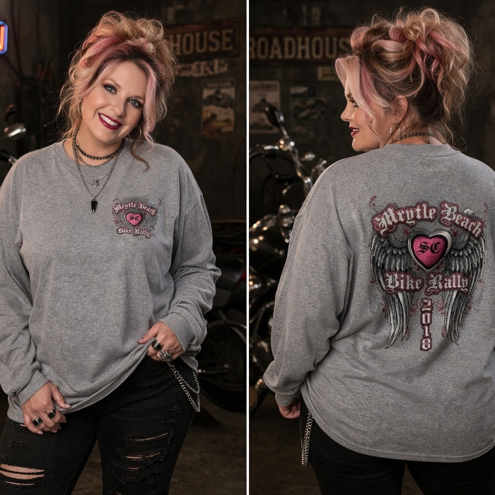 Myrtle Beach Bike Rally 2018 Angel Wings Graphic Tee Oversized 2X